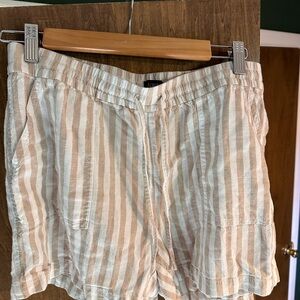 J. Crew Beige and White Striped Women's Cargo Shorts
